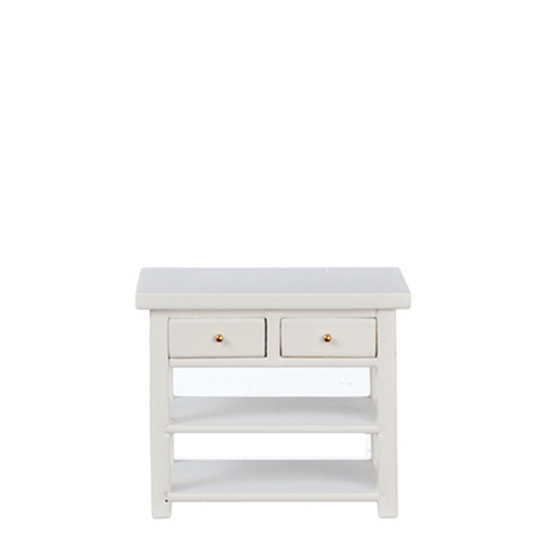 Small Kitchen Table with Drawers, White